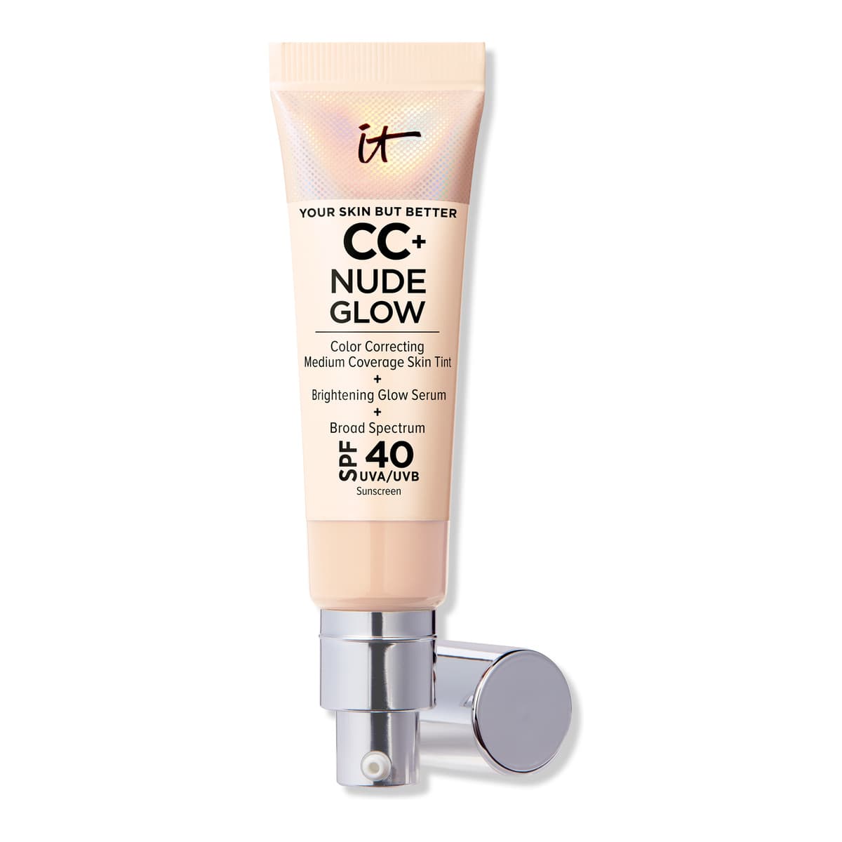 CC+ Nude Glow Lightweight Foundation + Glow Serum with SPF 40, Light