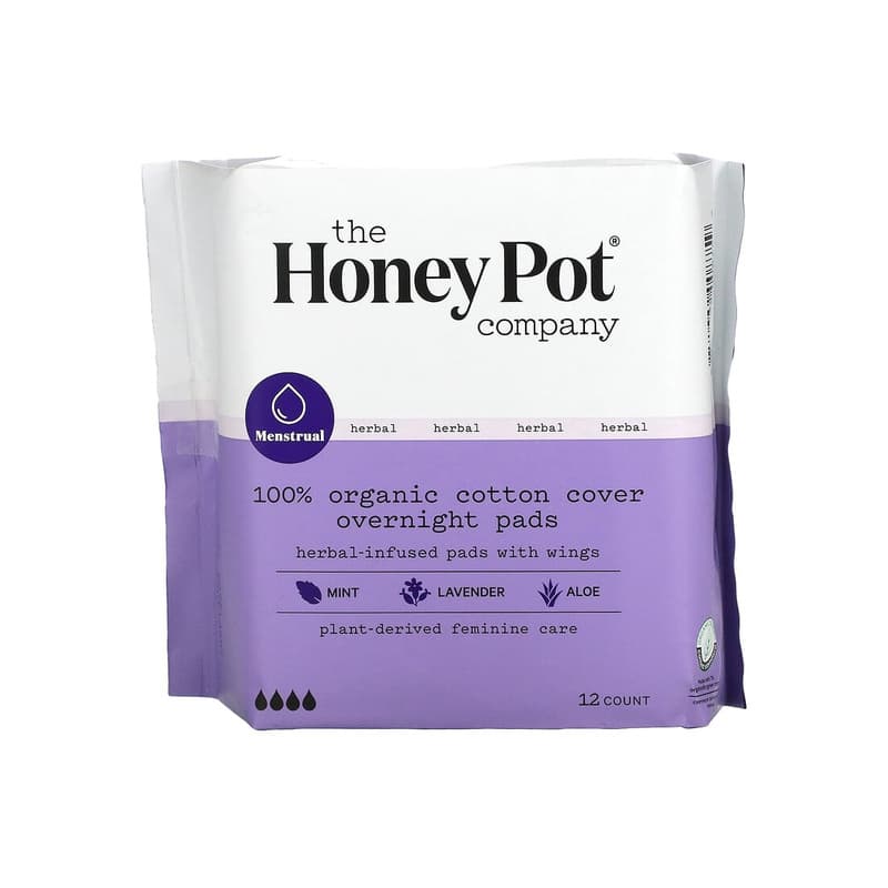Organic Herbal-Infused Pads with Wings, Overnight