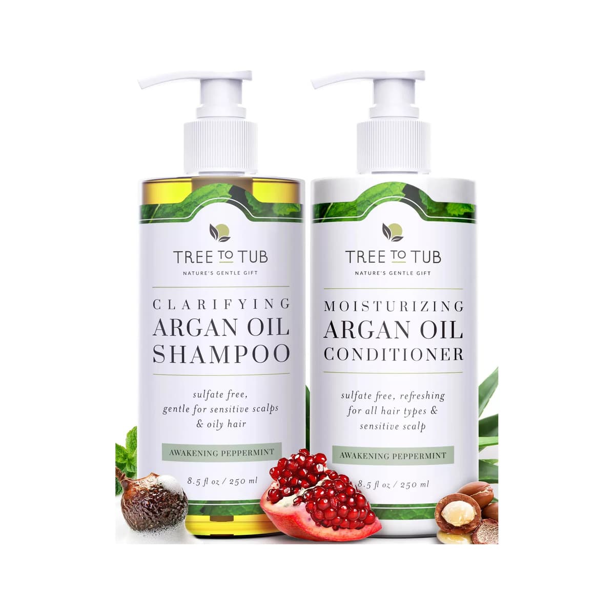 Sulfate Free Shampoo and Conditioner Set for Oily Hair - Sensitive Scalp - Hydrating Argan Oil Shampoo and Conditioner for Women & Men