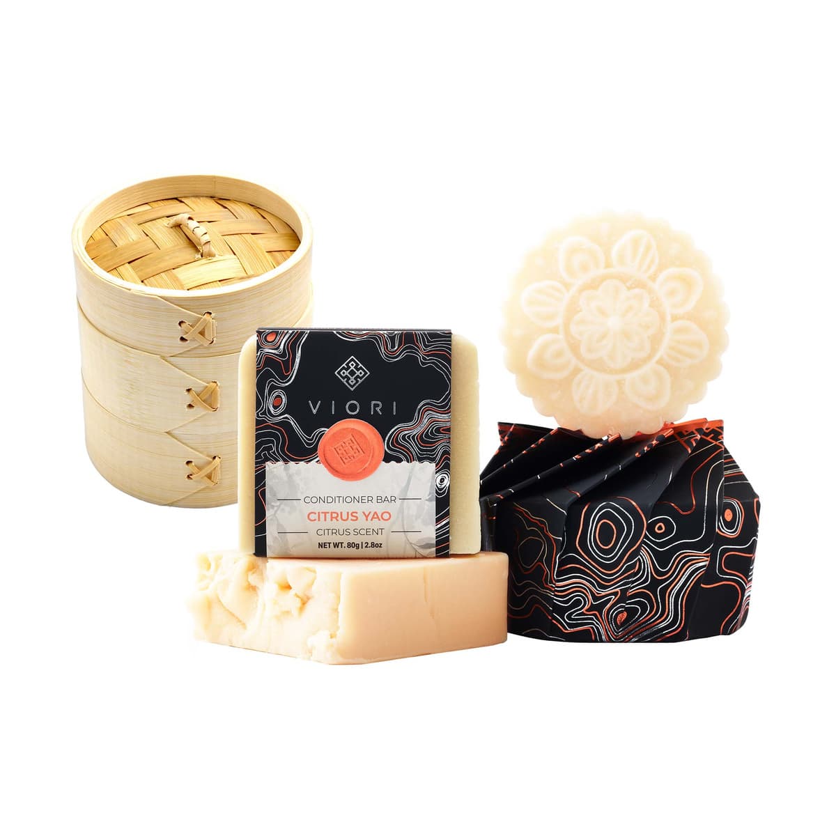 Hair Shampoo & Conditioner Bar with Bamboo Holder Set