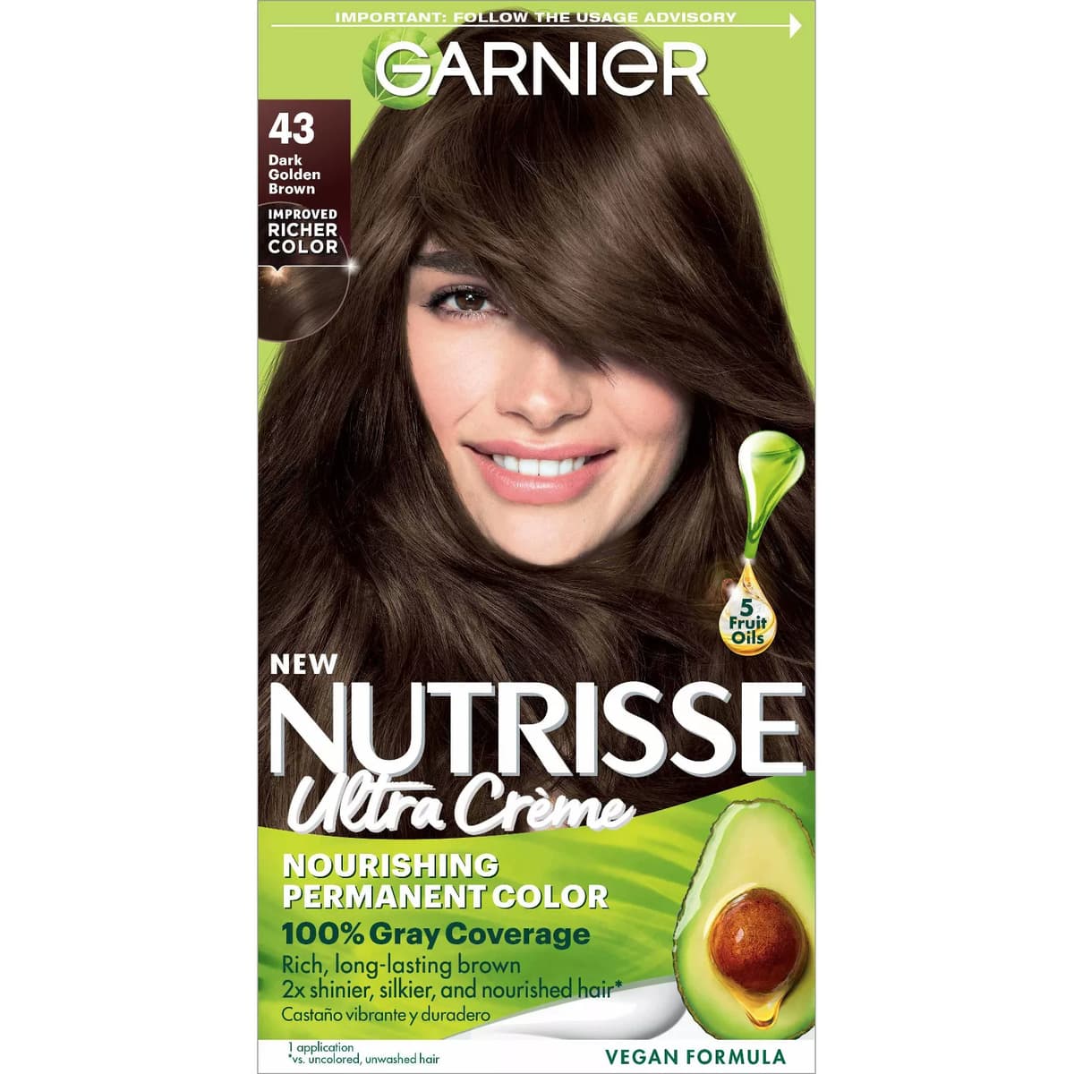 Nutrisse Nourishing Permanent Hair Color Creme, #43 Dark Golden Brown