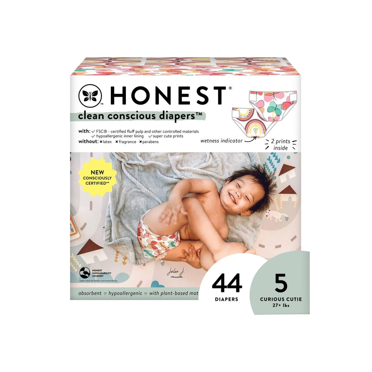 Clean Conscious Disposable Diapers - Wingin' It & Catching Rainbows - Size 5