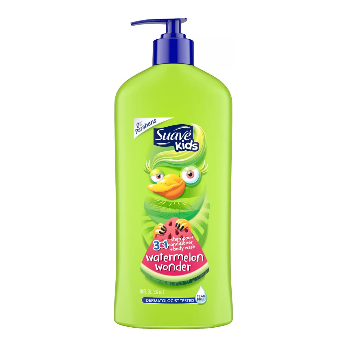 Kids 3in1 Shampoo Conditioner Body Wash Wacky Melon for a Tear-Free Shower or Bath Dermatologically Tested