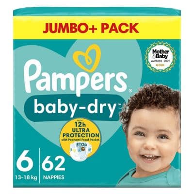 size 6 Baby-Dry nappies 13+kg 62s