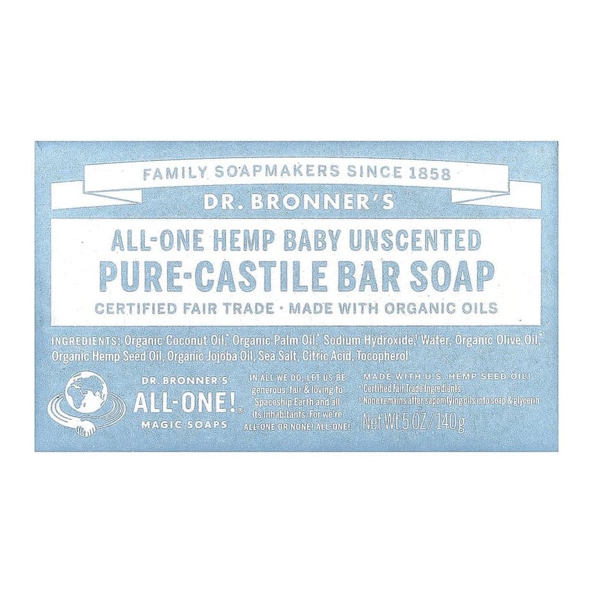 Pure-Castile Bar Soap, All-One Hemp Baby, Unscented