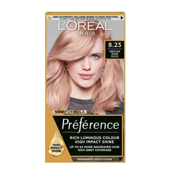 Preference 8.23 Rose Gold Light Blonde Permanent Hair Dye