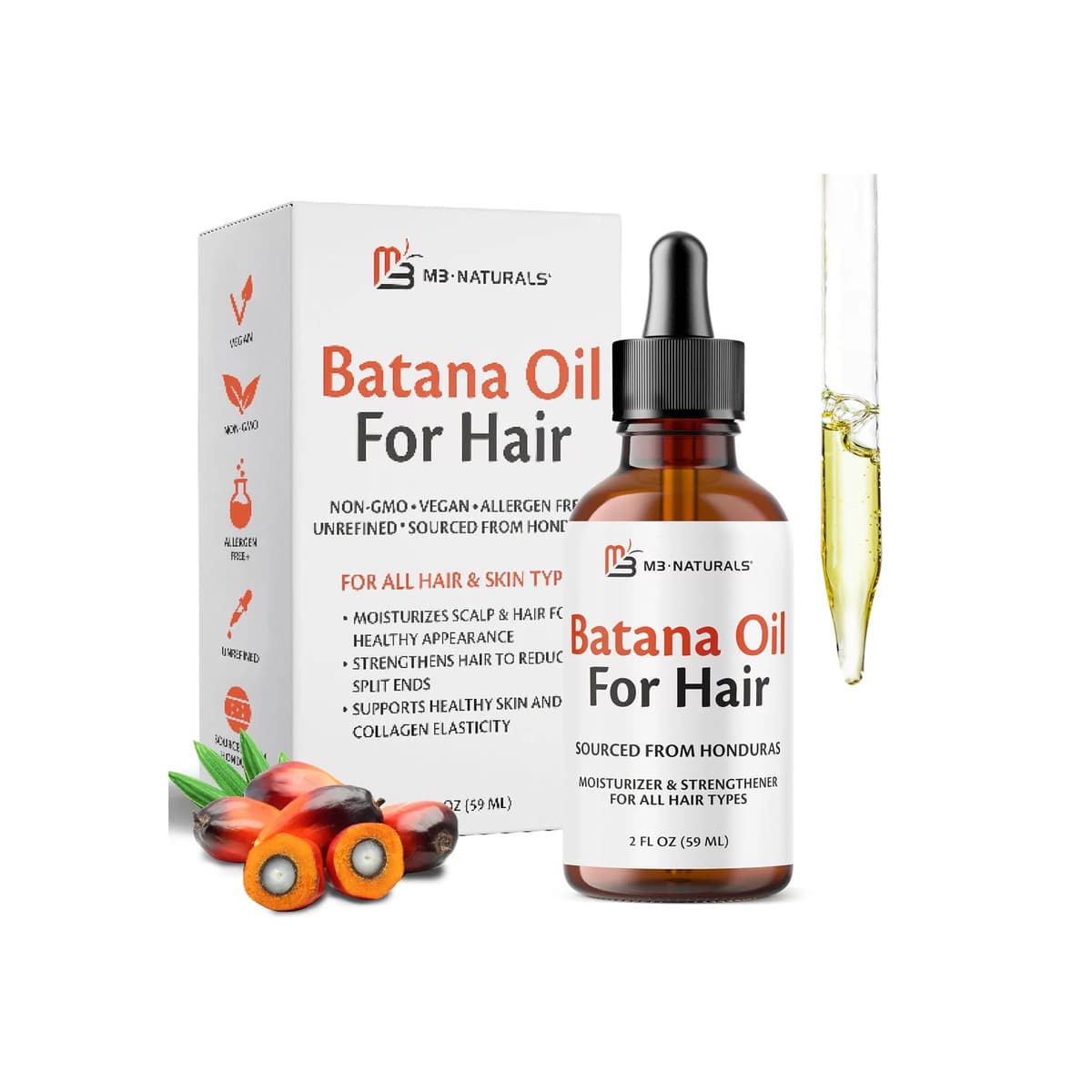 Batana Oil, Unrefined Batana Hair Oil for Healthy Skin & Collagen Production, Moisturizes Scalp & Promotes Hair Strength