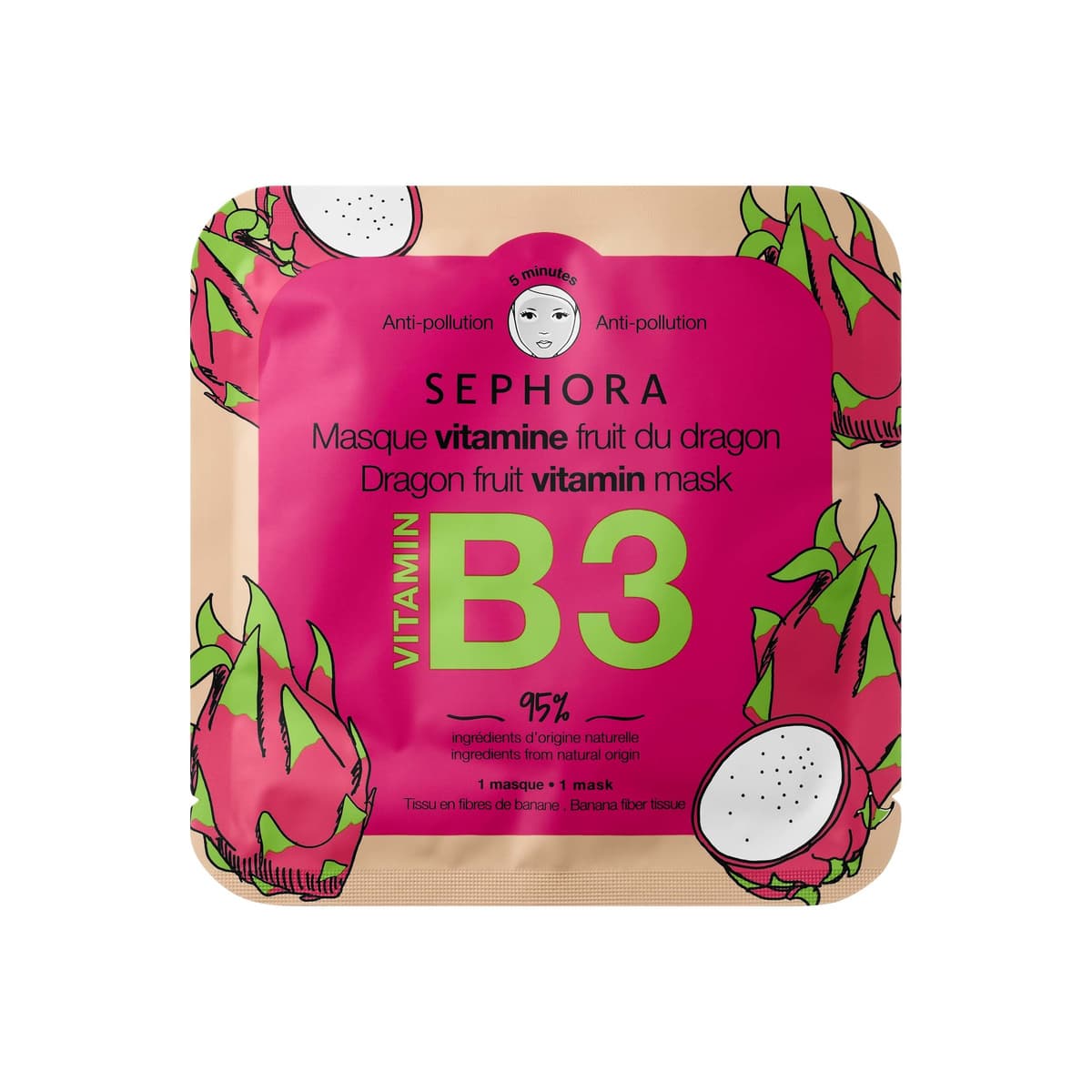 Vitamin Face Masks, Dragonfruit + Vitamin B3
