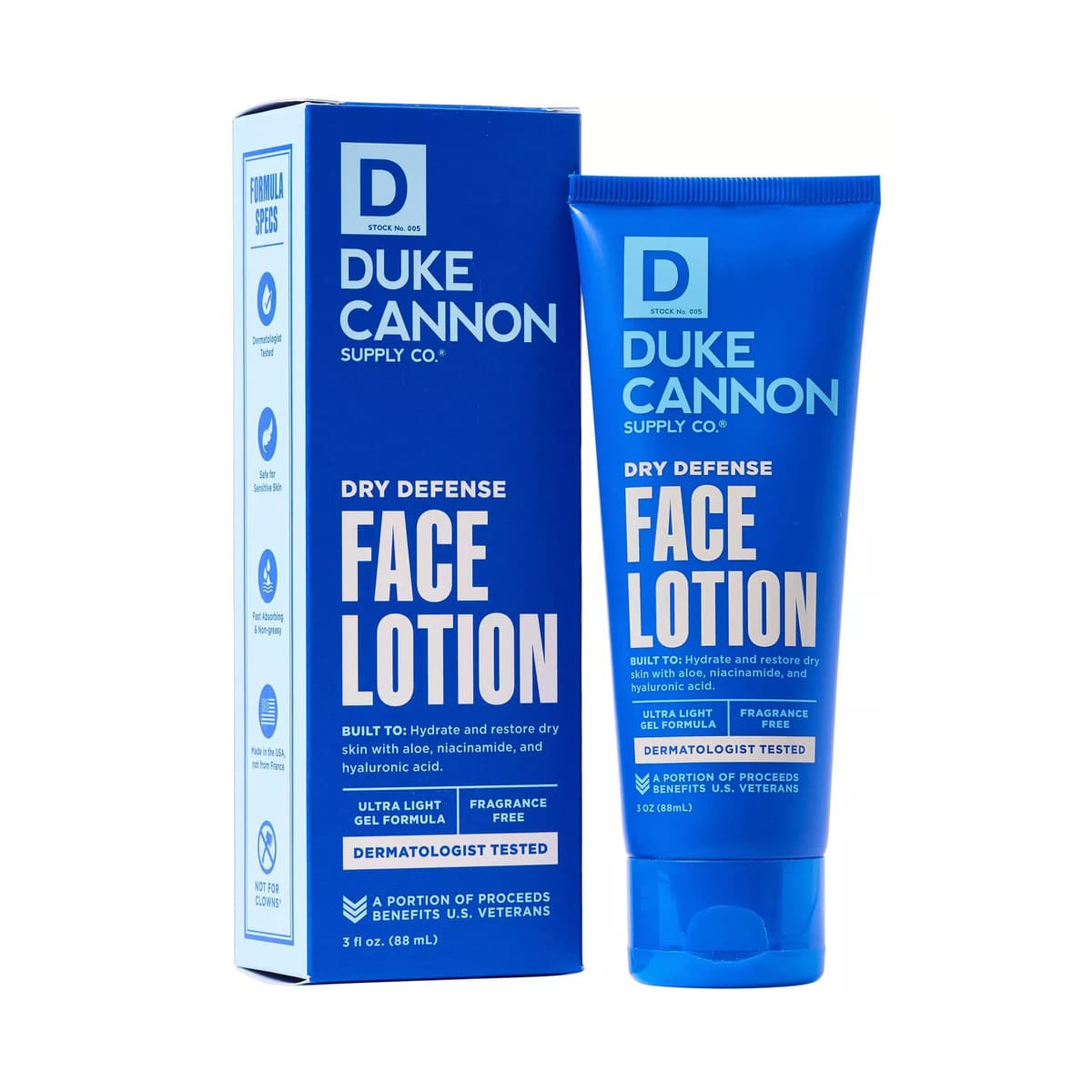 Duke Cannon Dry Defense Face Lotion - Hydrating Gel-Cream Moisturizer for Men