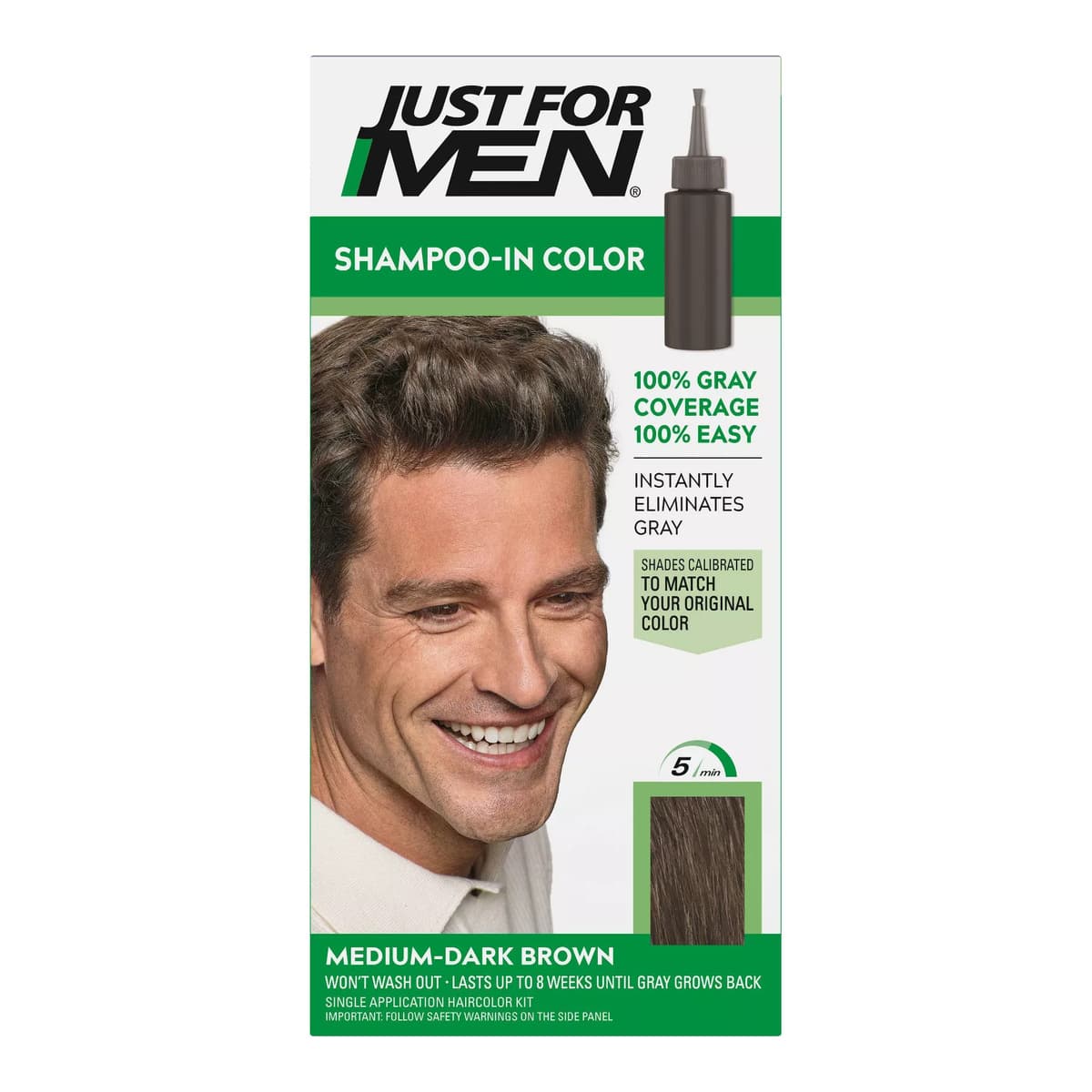 Shampoo-In Color Gray Hair Coloring for Men - Medium-Dark Brown - H-40