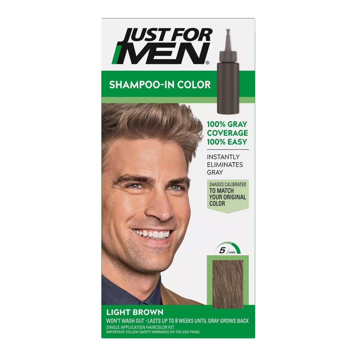 Shampoo-In Color Gray Hair Coloring for Men - Light Brown - H-25