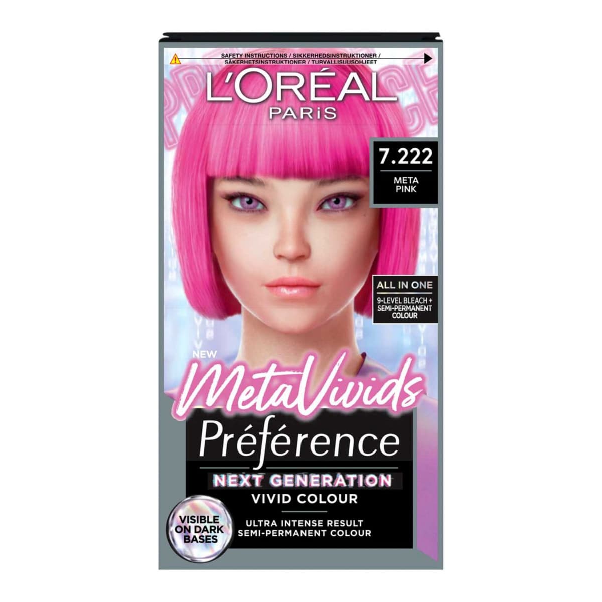 Paris Preference Meta Vivids, Semi-Permanent Hair Colour, Pink 7.222