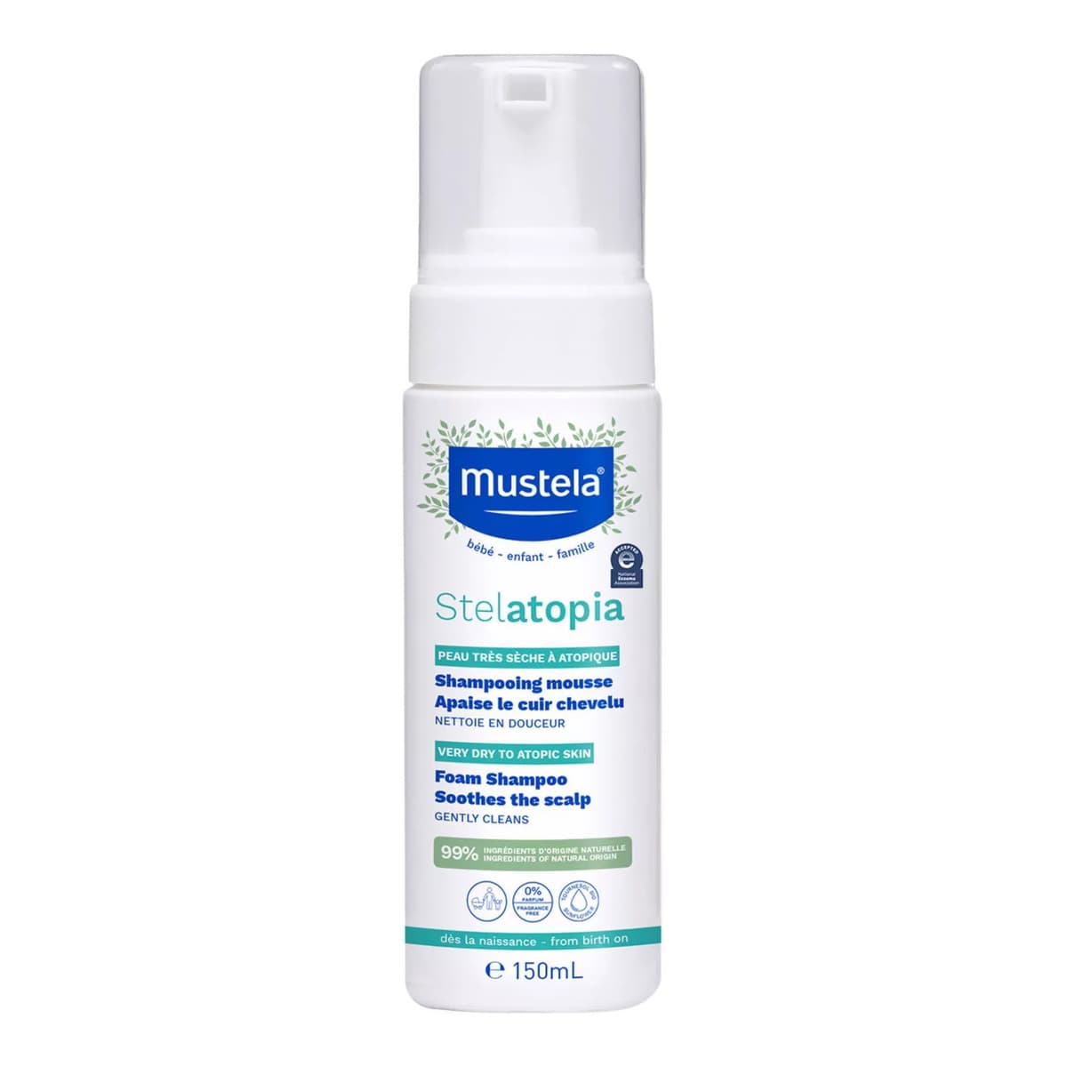 Stelatopia Fragrance Free Baby Foam Shampoo for Eczema Prone Skin