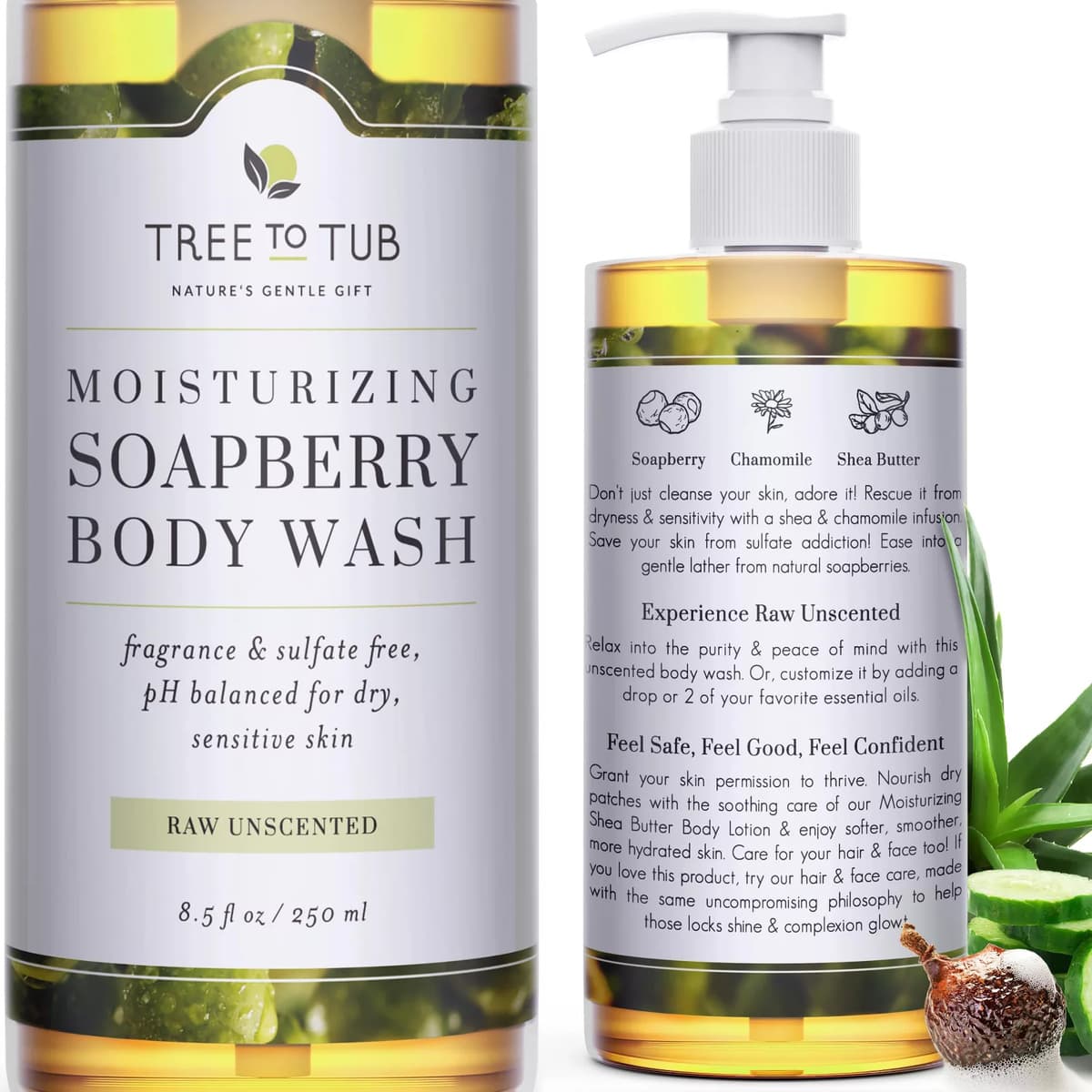 Unscented Body Wash for Sensitive Skin & Dry Skin - pH Balanced Fragrance Free Body Wash, Hydrating Sulfate Free Body Soap for Women & Men