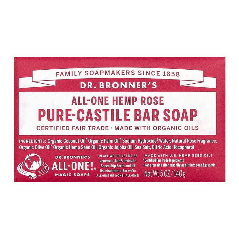 Pure Castile Bar Soap, All-One Hemp, Rose