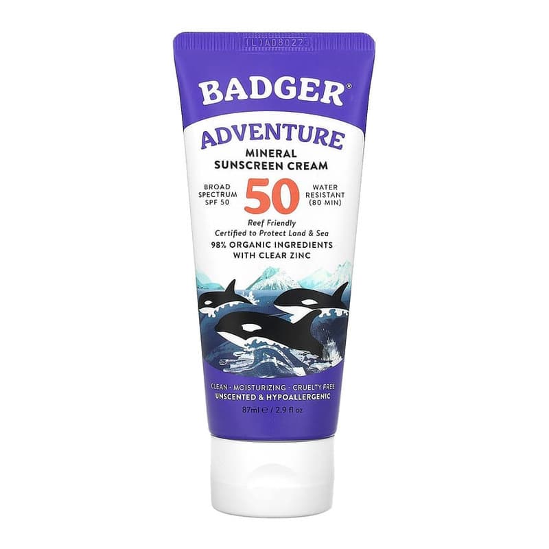 Adventure, Mineral Sunscreen Cream, SPF 50, Unscented