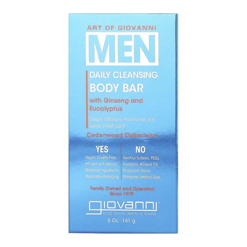 Art Of Giovanni, Men, Daily Cleansing Body Bar with Ginseng and Eucalyptus