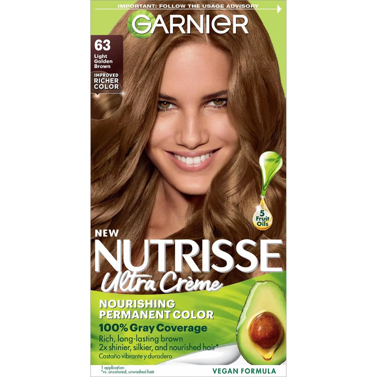 Nutrisse Nourishing Permanent Hair Color Creme, #63 Light Golden Brown