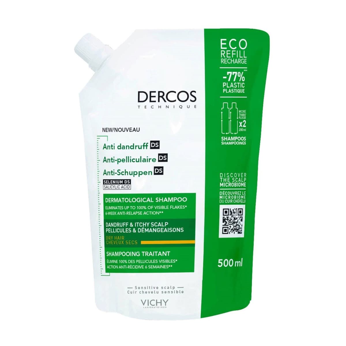 Dercos Anti-Dandruff DS Shampoo for Dry Hair Eco Refill