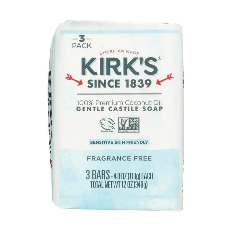 Gentle Castile Soap - Fragrance Free 3 - Bar.