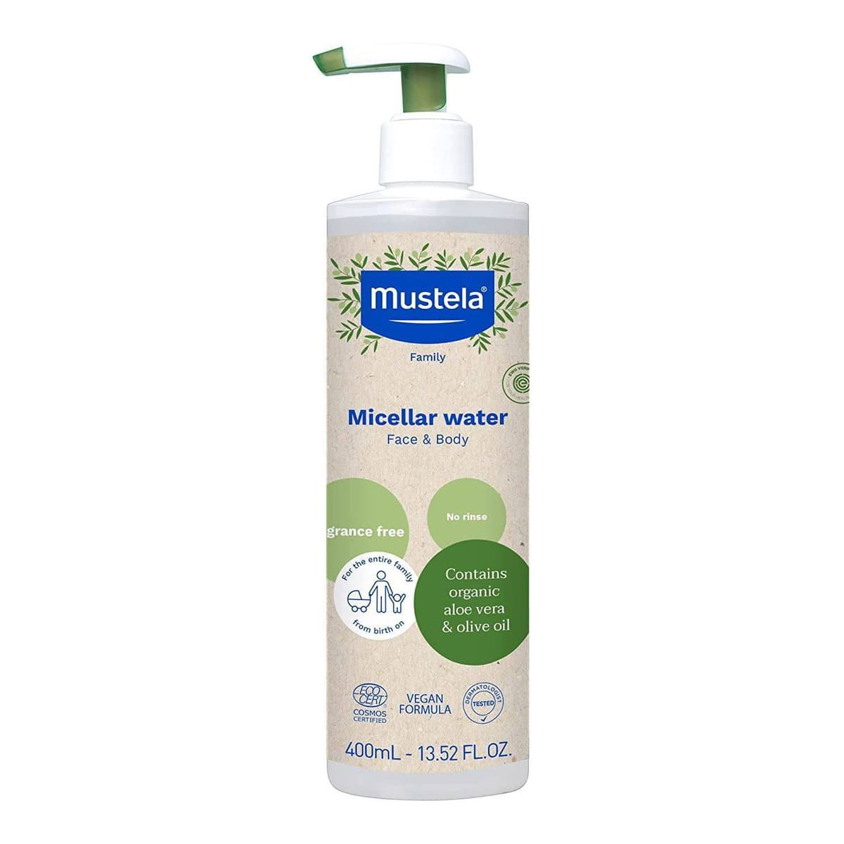 Certified Organic Micellar Baby Bath Wash Water with Olive Oil and Aloe - Fragrance Free
