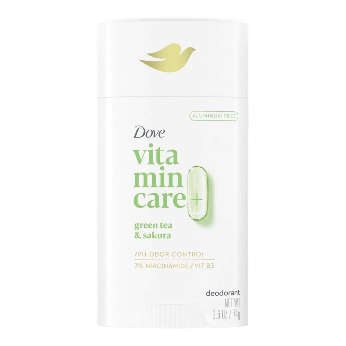 VitaminCare+ Aluminum Free Deodorant Stick with Niacinamide - Green Tea and Sakura