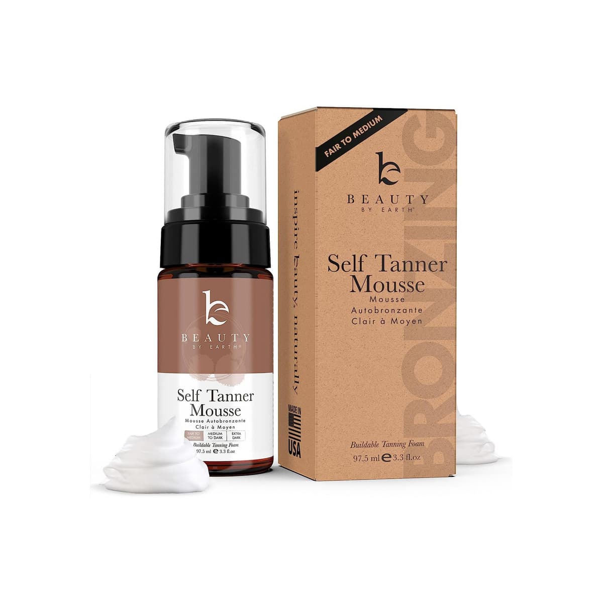 Self Tanner Mousse - Hydrating Foaming Water, Fair to Medium
