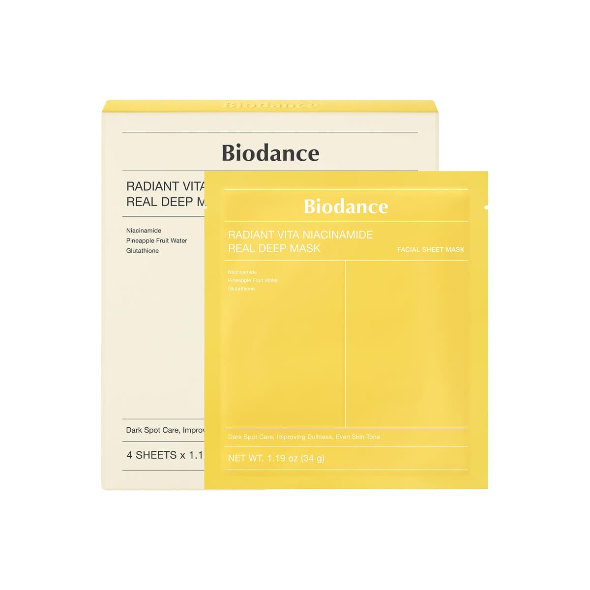 Radiant Vita Niacinamide Real Deep Mask for Brightening Dull Skin & Dark Spot Care