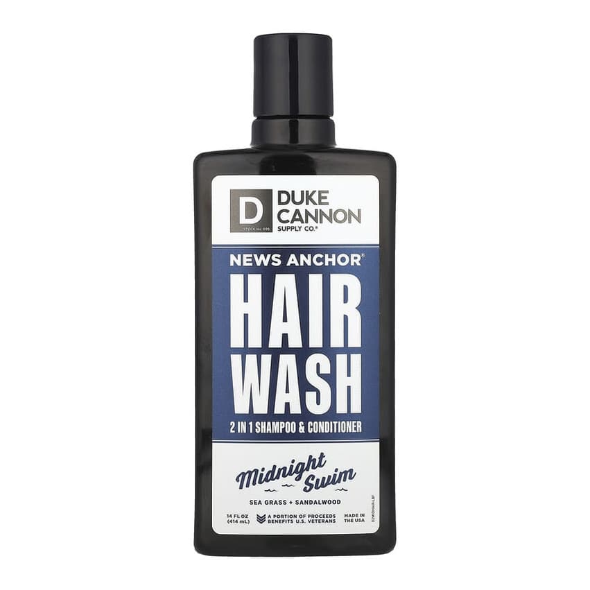 News Anchor® Hair Wash, 2 in 1 Shampoo & Conditioner, Midnight Swim, Sea Grass + Sandalwood