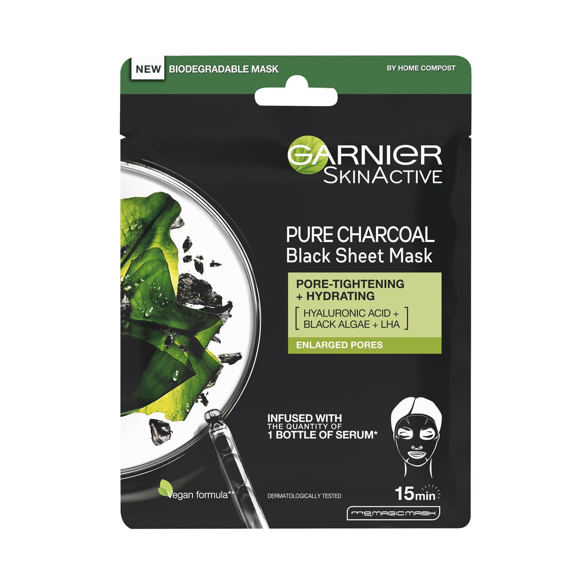 Charcoal and Algae Purifying and Hydrating Face Sheet Mask for Enlarged Pores