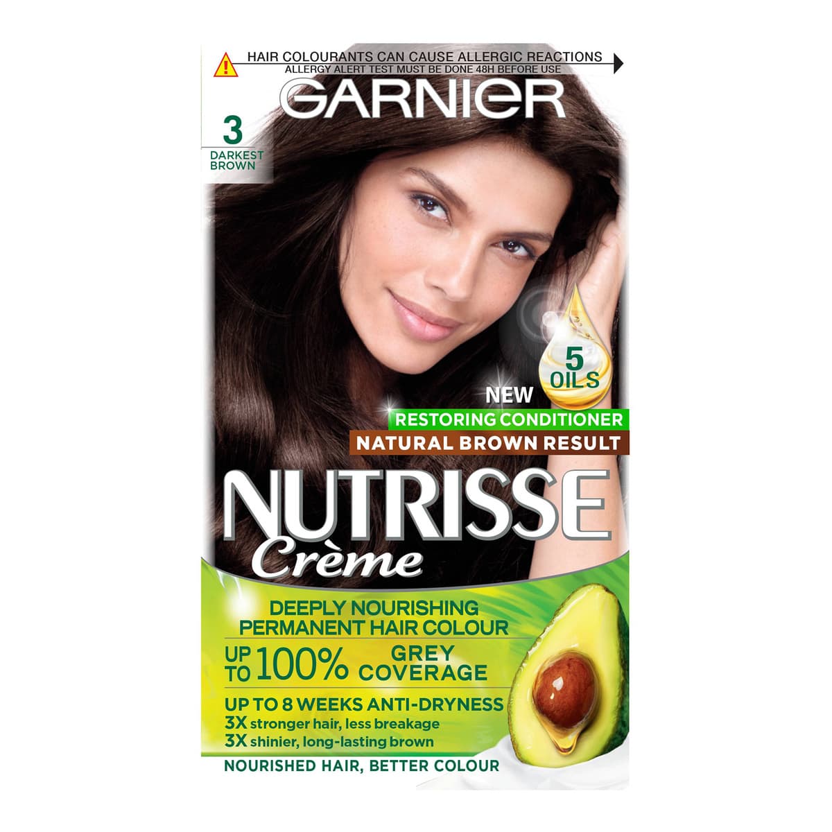 Nutrisse Permanent Hair Dye - 3 Darkest Brown