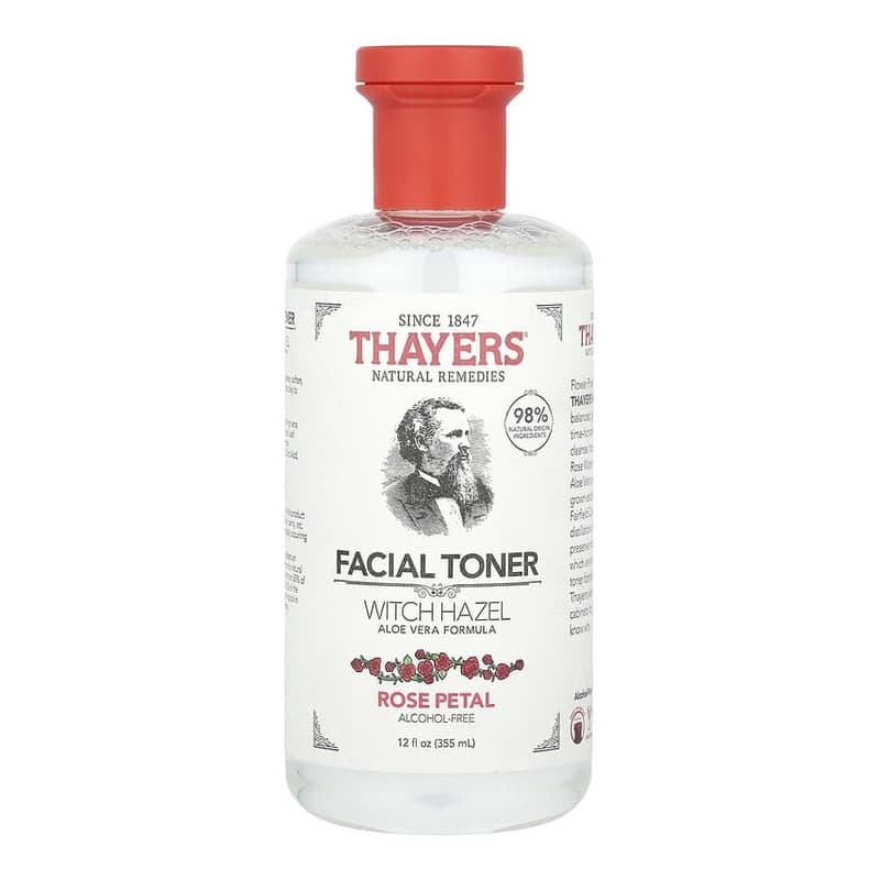 Facial Toner, Witch Hazel, Alcohol-Free, Rose Petal