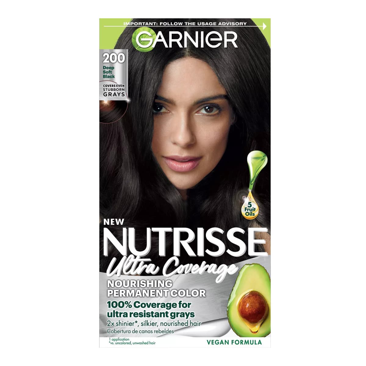 Nutrisse Ultra Coverage 100% Gray Coverage Permanent Hair Color - 200 Deep Soft Black