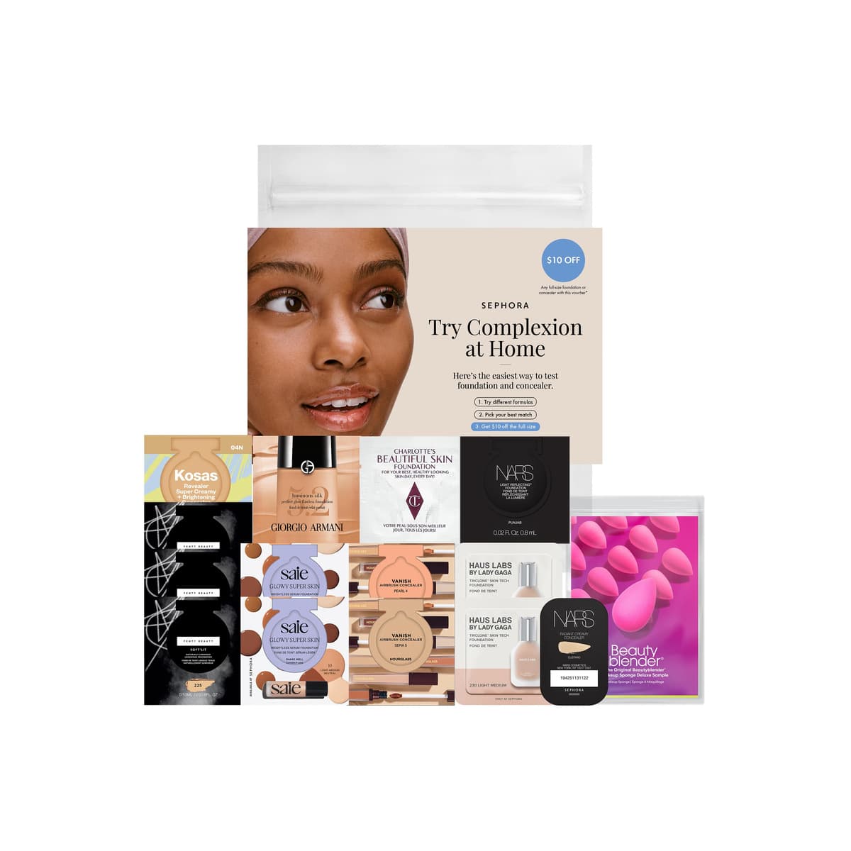 Complexion Try-On Sample Bag With Redeemable Voucher, Light Medium - Option 1