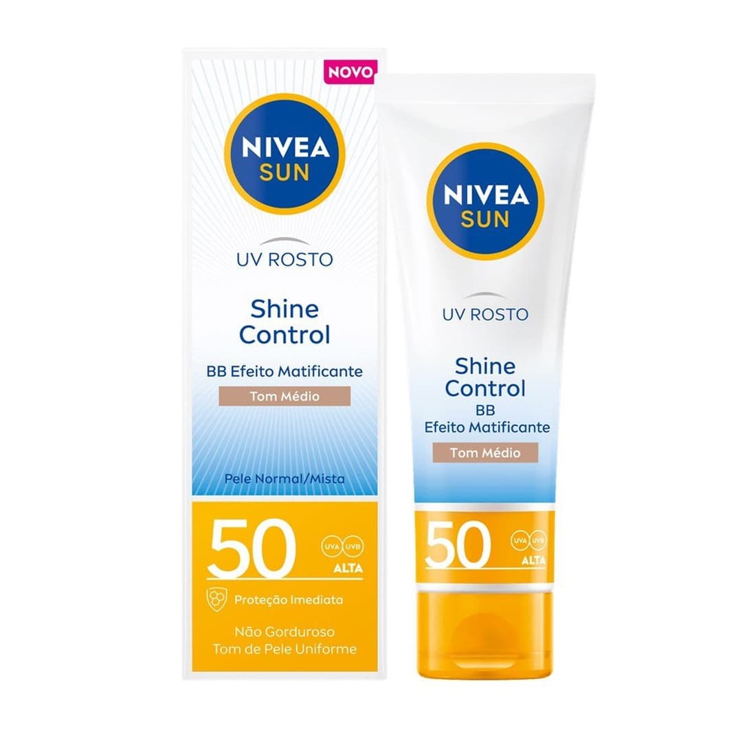 Sun UV Face Shine Control Tinted Cream Medium Shade SPF50