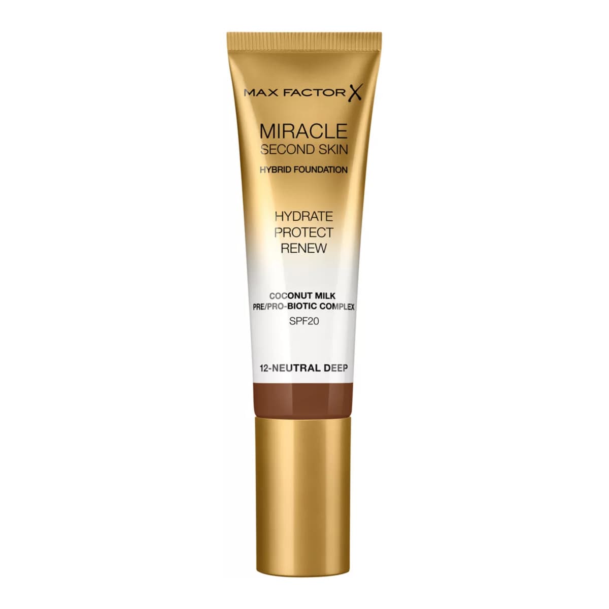 Miracle Touch Second Skin Hydrating Foundation with SPF 20, #12 neutral deep