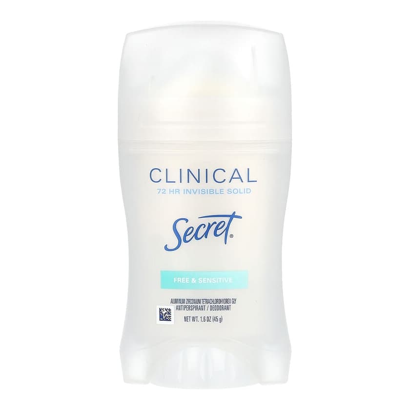 Clinical 72 HR Invisible Solid Deodorant, Free & Sensitive