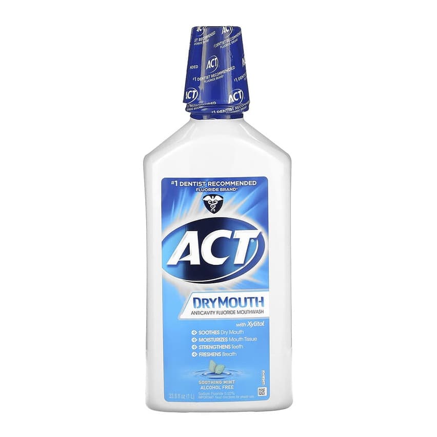 Dry Mouth Anticavity Fluoride Mouthwash with Xylitol, Alcohol Free, Soothing Mint