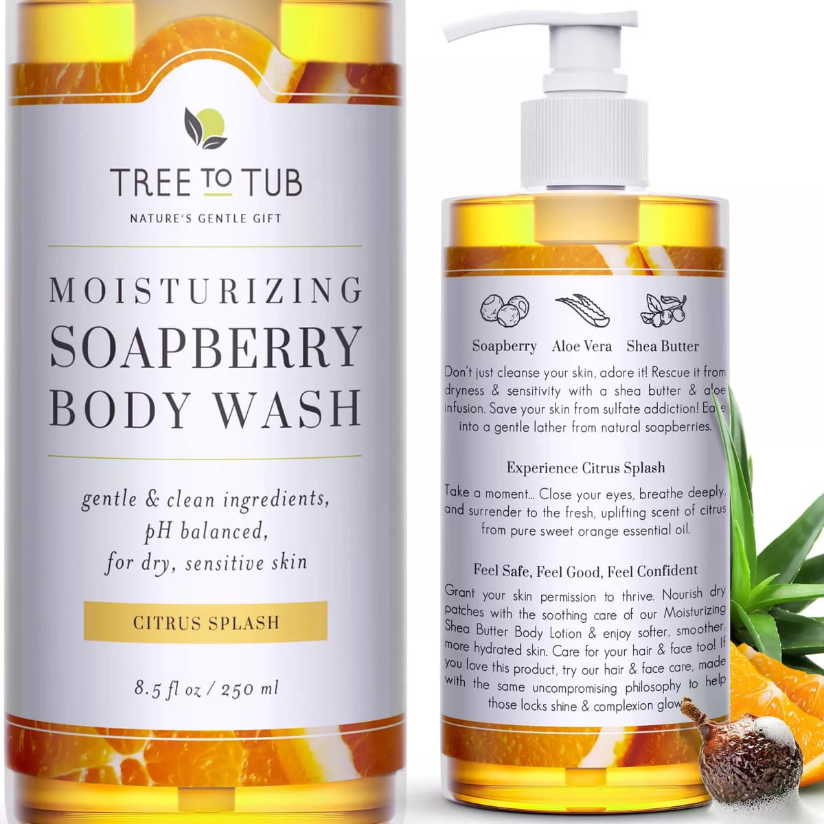 Citrus Body Wash for Dry Skin & Sensitive Skin - pH Balanced Moisturizing Body Wash, Hydrating Sulfate Free Body Soap for Women & Men