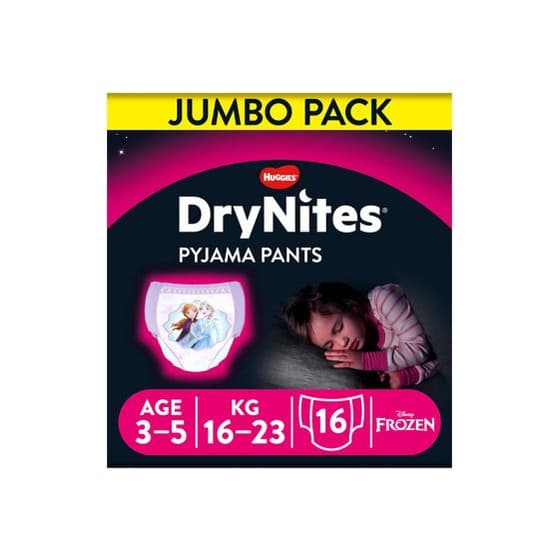 DryNites Pyjama Pants Jumbo, Girl, 3-5years, 16s