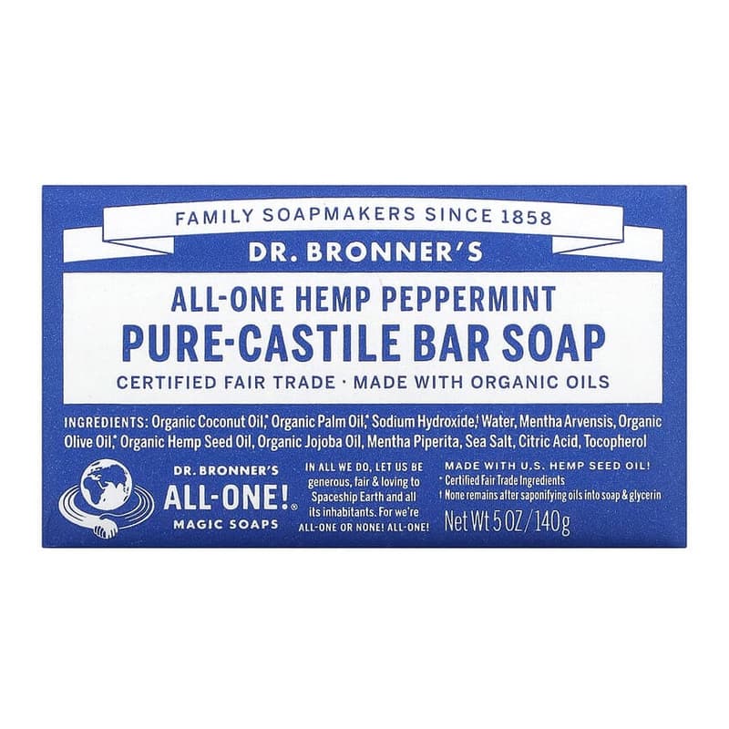 Pure Castile Bar Soap, All-One Hemp, Peppermint