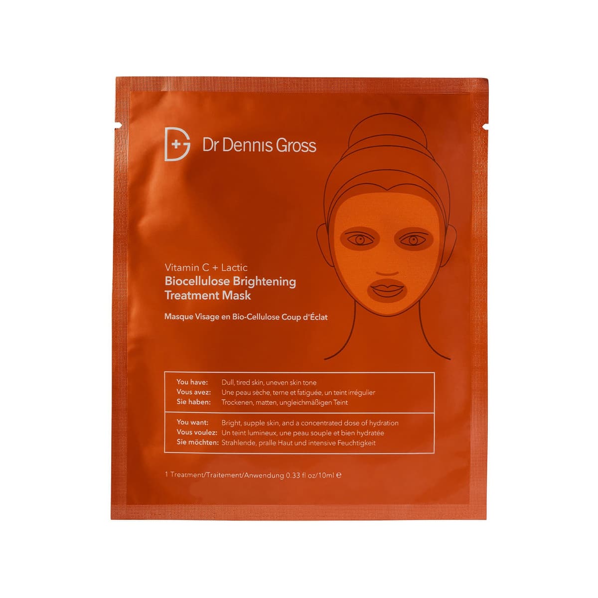 Skincare Vitamin C and Lactic Biocellulose Brightening Treatment Mask