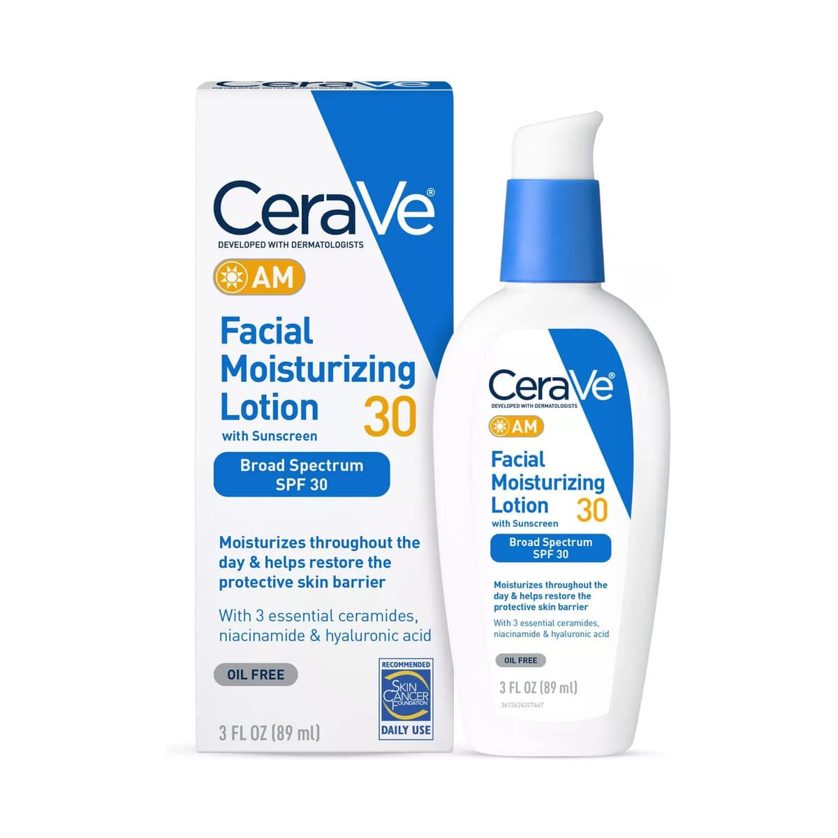 Face Moisturizer with Sunscreen, AM Facial Moisturizing Lotion for Normal to Dry Skin - SPF 30