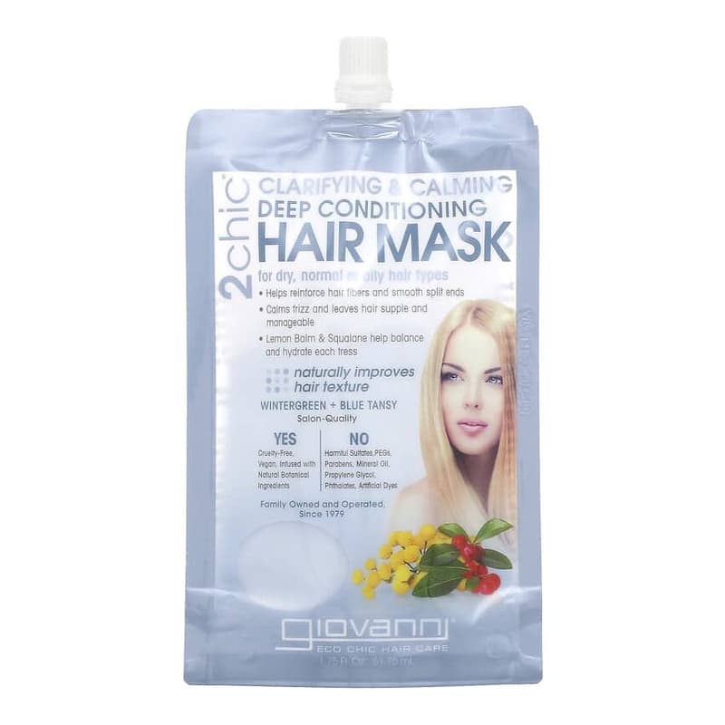2chic, Clarifying & Calming, Deep Conditioning Hair Mask, Dry, Normal or Oily Hair, Wintergreen + Blue Tansy