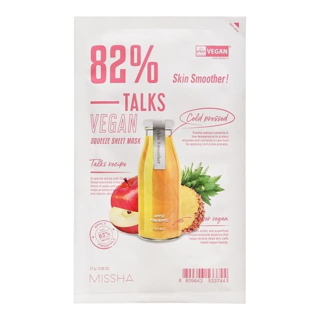 Talks Vegan Squeeze Sheet Mask, Skin Smoother