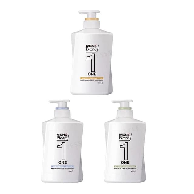 Men's Biore One Hair / Scalp / Face / Body Wash, Fresh Fruity Savon