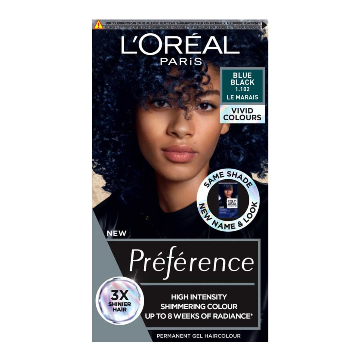 Paris Preference Vivids Permanent Hair Dye, Intense Luminous Colour, Blue Black 1.102