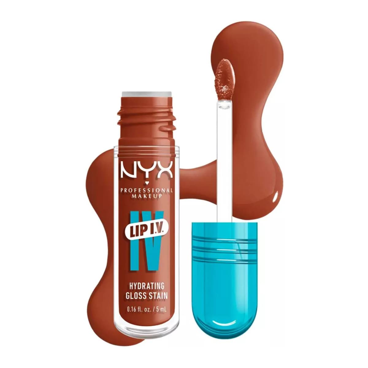 NYX Professional Makeup Lip IV Hydrating Gloss Stain, Lip Gloss, Caramel Drip