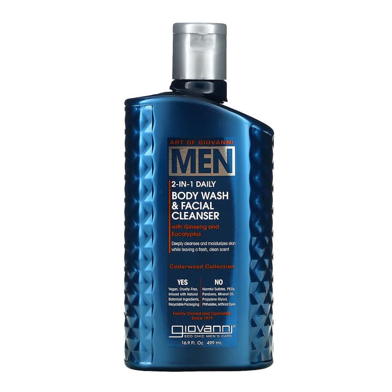 Art Of Giovanni, Men 2-In-1 Daily Body Wash & Facial Cleanser with Ginseng and Eucalyptus