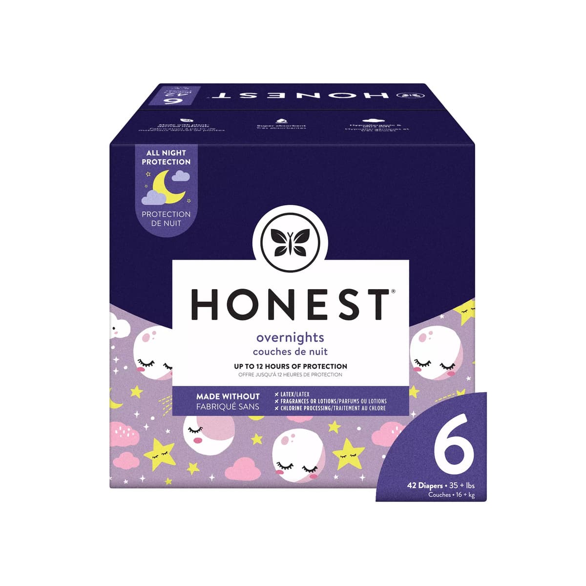 Clean Conscious Girls' Starry Night Disposable Overnight Diapers - Size 6
